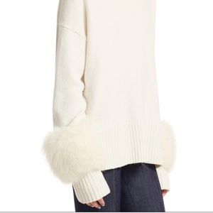 Cinq a Cept genuine fox fur and cashmere blend sweater nwt